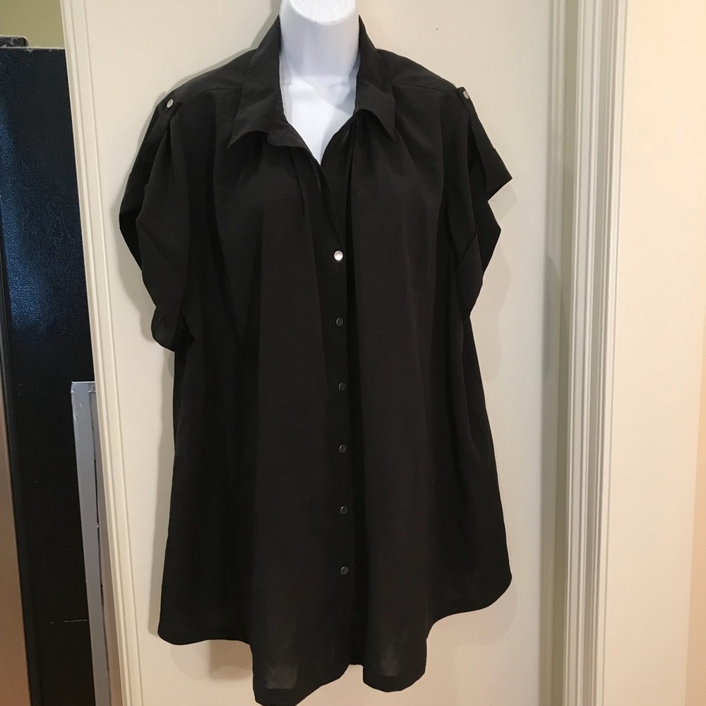 Avenue Studio Black Button Down Top Euc !! - image 1